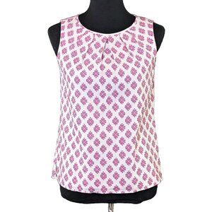 Talbots Sleeveless Lined Top Pink Embroidered
